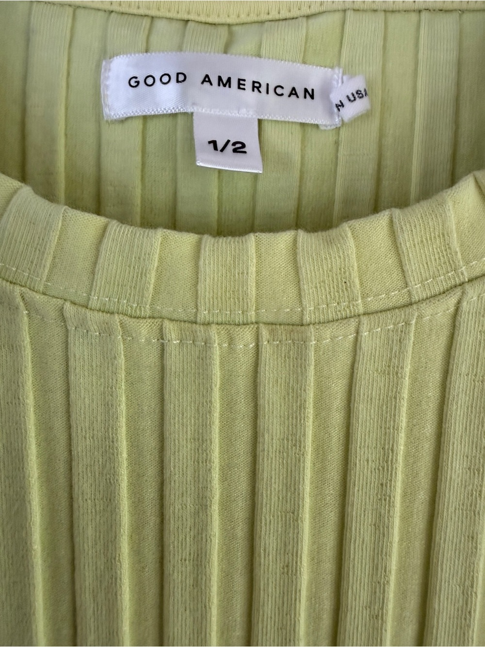 Good American Essential Rib Baby Tee – Neon Lime - Picture 10 of 14